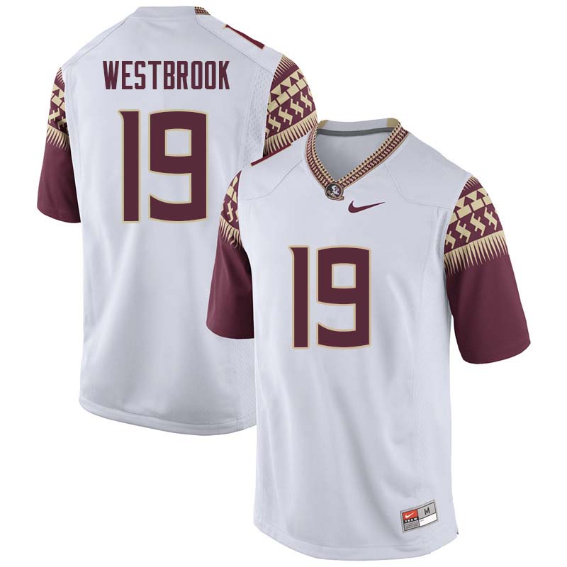 Men #19 A.J. Westbrook Florida State Seminoles College Football Jerseys Sale-White - Click Image to Close